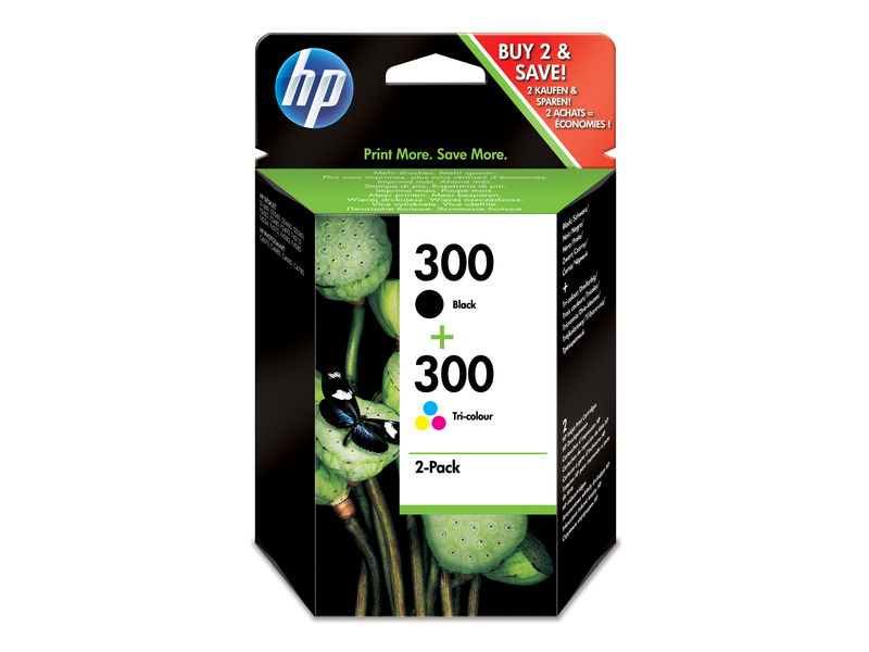 HP ( HEWLETT PACKARD ) - Cartuchos ORIGINALES Inyección De Tinta 300 Negro/Amarillo/Cyan/Magenta Pack 2 (Ref.CN637EE)