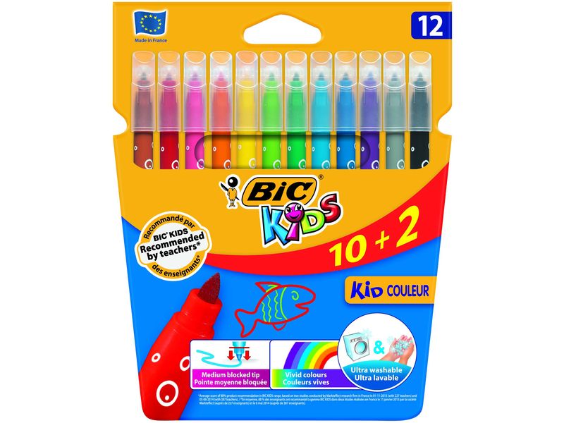 BIC KIDS - CAJA 10+2 ROTULADORES ULTRALAVABLES COULEUR (Ref.920294)