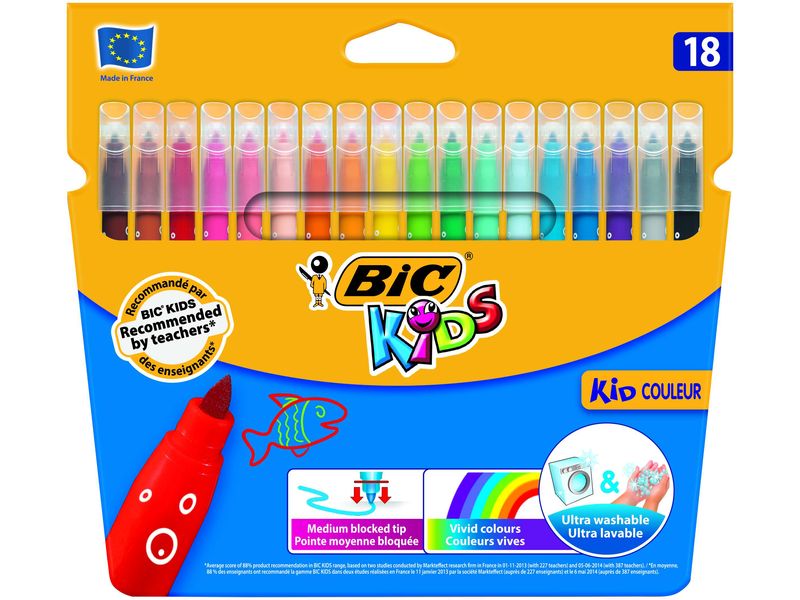 BIC KIDS - CAJA 18 ROTULADORES ULTRALAVABLES COULEUR (Ref.841799)