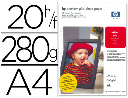 HP ( HEWLETT PACKARD ) - PAPEL FOTOGRAFICO PREMIUM P LUS A4 (20H) 300GR/M2 (Ref.CR672A)