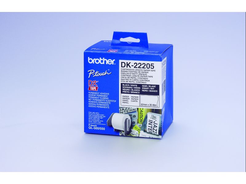 BROTHER - Etiqueta rollo 62mmx30m Negro/Blanco (Ref.DK22205)