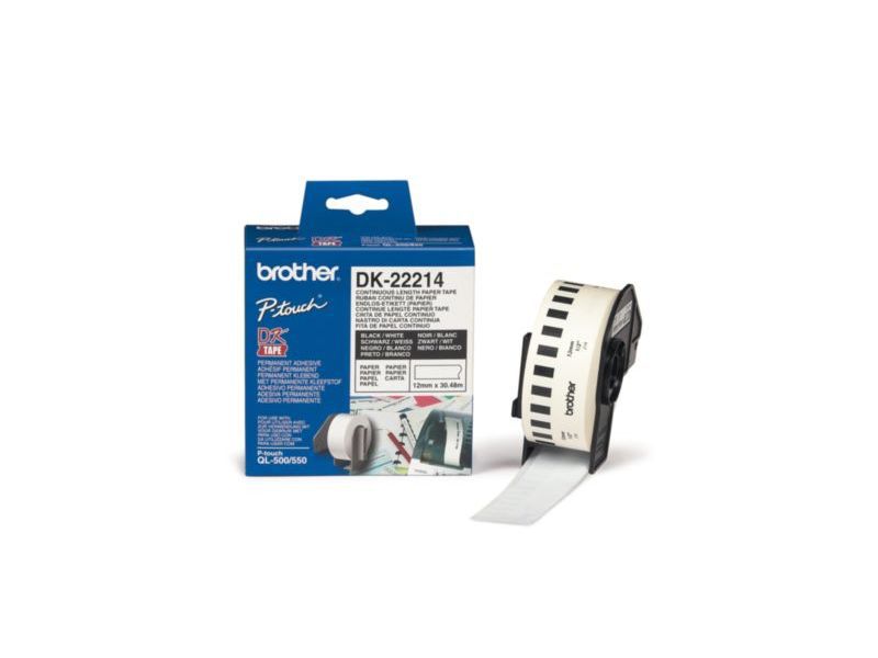 BROTHER - Cintas Rotulacion 12mmX30m Negro/blanco (Ref.DK22214)