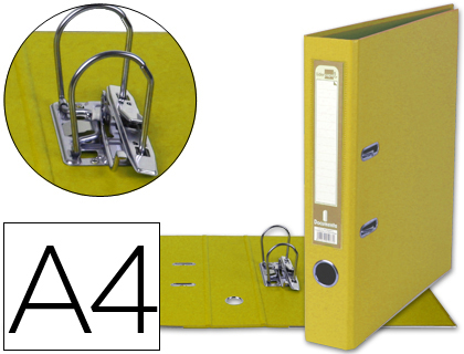 LIDERPAPEL - ARCHIVADOR DE PALANCA A4 DOCUMENTA FORRADO PVC CON RADO LOMO 52MM AMARILLO COMPRESOR METALICO (Ref.AY03)