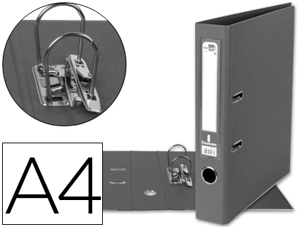 LIDERPAPEL - ARCHIVADOR DE PALANCA A4 DOCUMENTA FORRADO PVC CON RADO LOMO 52MM GRIS COMPRESOR METALICO (Ref.AY05)