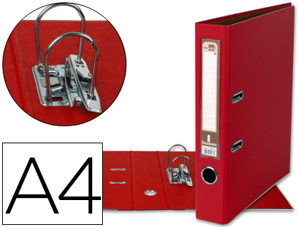 LIDERPAPEL - ARCHIVADOR DE PALANCA A4 DOCUMENTA FORRADO PVC CON RADO LOMO 52MM ROJO COMPRESOR METALICO (Ref.AY07)