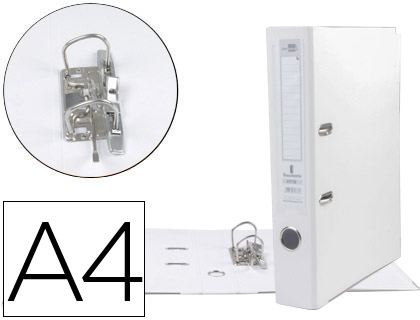 LIDERPAPEL - ARCHIVADOR DE PALANCA A4 DOCUMENTA FORRADO PVC CON RADO LOMO 52MMBLANCO COMPRESOR METALICO (Ref.AY18)