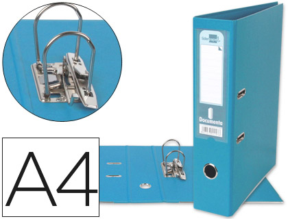 LIDERPAPEL - ARCHIVADOR DE PALANCA A4 DOCUMENTA FORRADO PVC CON RADO LOMO 75 MM CELESTE COMPRESOR METALICO (Ref.AZ73)