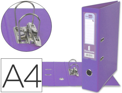 LIDERPAPEL - ARCHIVADOR DE PALANCA A4 DOCUMENTA FORRADO PVC CON RADO LOMO 75 MM LILA COMPRESOR METALICO (Ref.AZ74)