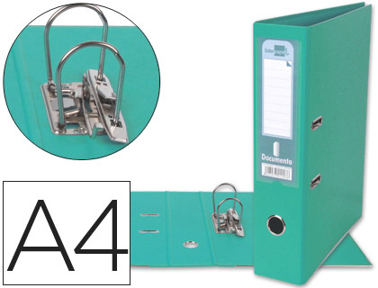 LIDERPAPEL - ARCHIVADOR DE PALANCA A4 DOCUMENTA FORRADO PVC CON RADO LOMO 75 MM VERDE CLARO COMPRESOR (Ref.AZ76)