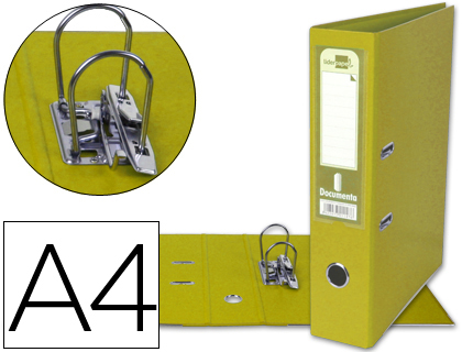 LIDERPAPEL - ARCHIVADOR DE PALANCA A4 DOCUMENTA FORRADO PVC CON RADO LOMO 75MM AMARILLO COMPRESOR METALICO (Ref.AZ23)