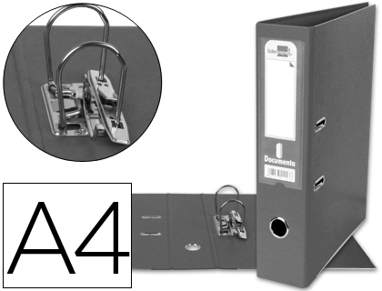 LIDERPAPEL - ARCHIVADOR DE PALANCA A4 DOCUMENTA FORRADO PVC CON RADO LOMO 75MM GRIS COMPRESOR METALICO (Ref.AZ25)