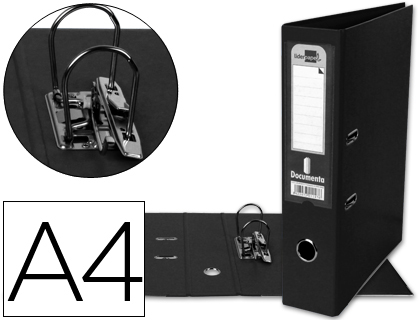 LIDERPAPEL - ARCHIVADOR DE PALANCA A4 DOCUMENTA FORRADO PVC CON RADO LOMO 75MM NEGRO COMPRESOR METALICO (Ref.AZ26)