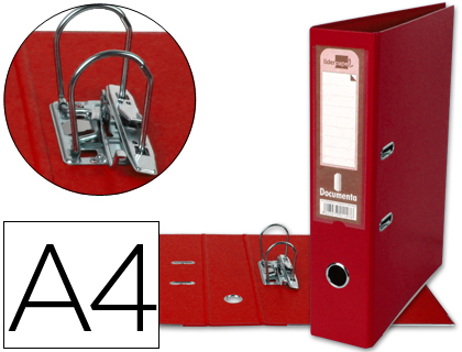 LIDERPAPEL - ARCHIVADOR DE PALANCA A4 DOCUMENTA FORRADO PVC CON RADO LOMO 75MM ROJO COMPRESOR METALICO (Ref.AZ27)