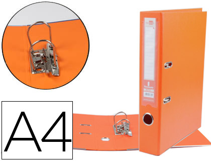 LIDERPAPEL - ARCHIVADOR DE PALANCA A4 DOCUMENTA FORRADO PVC CON RADO LOMO 75MMNARANJA COMPRESOR METALICO (Ref.AZ68)