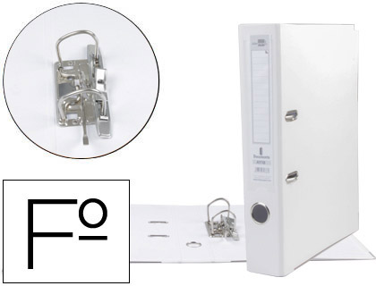 LIDERPAPEL - ARCHIVADOR DE PALANCA FOLIO DOCUMENTA FORRADO PVC CON RADO LOMO 52 MM BLANCO COMPRESOR METALICO (Ref.AY34)