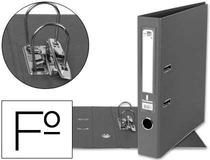 LIDERPAPEL - ARCHIVADOR DE PALANCA FOLIO DOCUMENTA FORRADO PVC CON RADO LOMO 52 MM GRIS COMPRESOR METALICO (Ref.AY32)