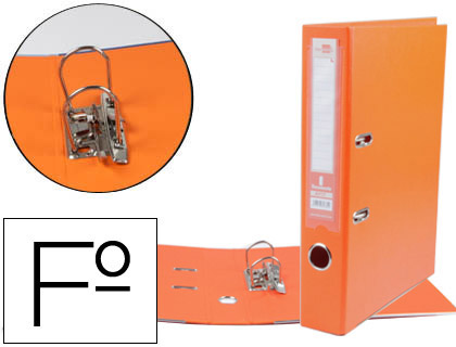 LIDERPAPEL - ARCHIVADOR DE PALANCA FOLIO DOCUMENTA FORRADO PVC CON RADO LOMO 52 MM NARANJA COMPRESOR METALICO (Ref.AY35)