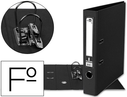LIDERPAPEL - ARCHIVADOR DE PALANCA FOLIO DOCUMENTA FORRADO PVC CON RADO LOMO 52 MM NEGRO COMPRESOR METALICO (Ref.AY33)