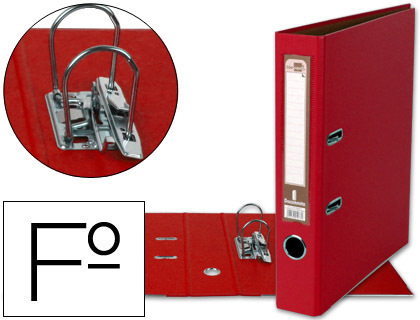 LIDERPAPEL - ARCHIVADOR DE PALANCA FOLIO DOCUMENTA FORRADO PVC CON RADO LOMO 52 MM ROJO COMPRESOR METALICO (Ref.AY36)