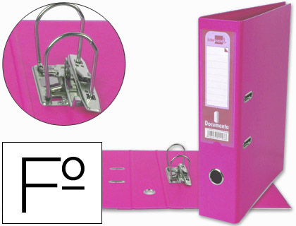 LIDERPAPEL - ARCHIVADOR DE PALANCA FOLIO DOCUMENTA FORRADO PVC CON RADO LOMO 75 MM ROSA COMPRESOR METALICO (Ref.AY27)