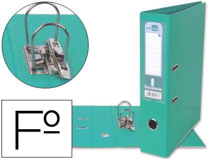 LIDERPAPEL - ARCHIVADOR DE PALANCA FOLIO DOCUMENTA FORRADO PVC CON RADO LOMO 75 MM VERDE CLARO COMPRESOR (Ref.AY28)