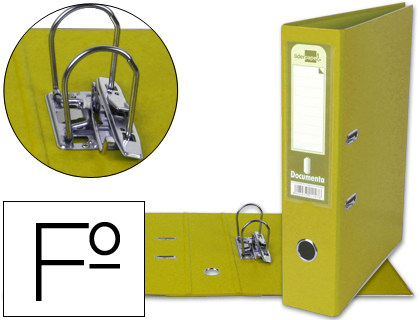 LIDERPAPEL - ARCHIVADOR DE PALANCA FOLIO DOCUMENTA FORRADO PVC CON RADO LOMO 75MM AMARILLO COMPRESOR METALICO (Ref.AZ29)