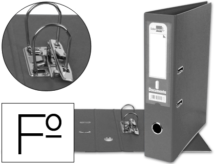 LIDERPAPEL - ARCHIVADOR DE PALANCA FOLIO DOCUMENTA FORRADO PVC CON RADO LOMO 75MM GRIS COMPRESOR METALICO (Ref.AZ31)