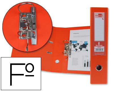 LIDERPAPEL - ARCHIVADOR DE PALANCA FOLIO DOCUMENTA FORRADO PVC CON RADO LOMO 75MM NARANJA CON COMPRESOR (Ref.AZ52)
