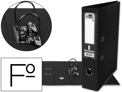 LIDERPAPEL - ARCHIVADOR DE PALANCA FOLIO DOCUMENTA FORRADO PVC CON RADO LOMO 75MM NEGRO COMPRESOR METALICO (Ref.AZ32)