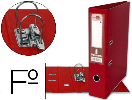 LIDERPAPEL - ARCHIVADOR DE PALANCA FOLIO DOCUMENTA FORRADO PVC CON RADO LOMO 75MM ROJO COMPRESOR METALICO (Ref.AZ33)