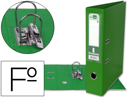 LIDERPAPEL - ARCHIVADOR DE PALANCA FOLIO DOCUMENTA FORRADO PVC CON RADO LOMO 75MM VERDE COMPRESOR METALICO (Ref.AZ34)