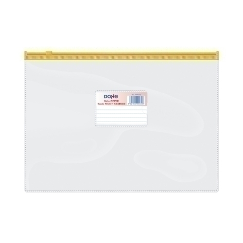 DOHE - DOSSIER SOBRE ZIPPER Fº APAISADO PVC TRASPARENTE/AMARILLO (Ref.99472)