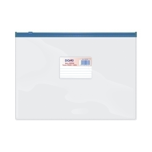 DOHE - DOSSIER SOBRE ZIPPER Fº APAISADO PVC TRASPARENTE/AZUL (Ref.99470)
