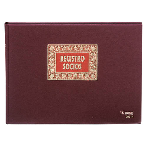 DOHE - LIBRO DE REGISTROS REGISTRO SOCIOS FOLIO APAISADO 100 HOJAS NUMERADAS (Ref.09914)