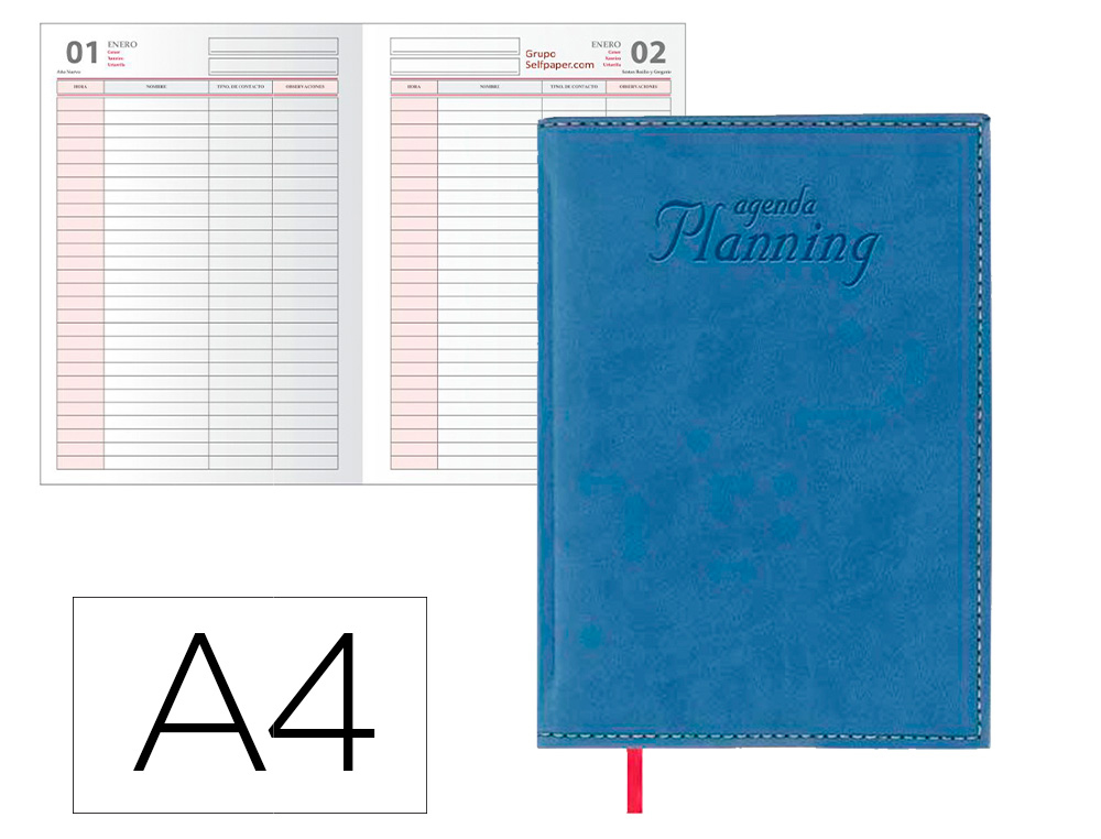 DOHE - LIBRO DE RESERVAS ENCUADERNADO TAPA POLIPIEL 2022 DIN A4 384 PAGINAS DIA PAGINA PAPEL BLANCO 70 GR (Ref.12132)