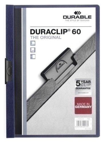 DURABLE - DOSSIER CLIP DURACLIP PVC A4 2209 pinza METAL 60h AZUL ANTRACITA (Ref.220928)