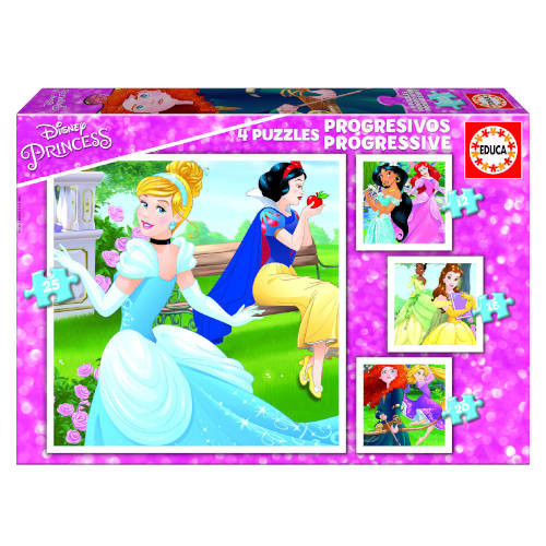 EDUCA BORRÁS - PUZZLE PROGRESIVOS PRINCESAS DISNEY 12-16-20-25 DE 3-5 AÑOS EDUCA BORRAS (Ref.17166)