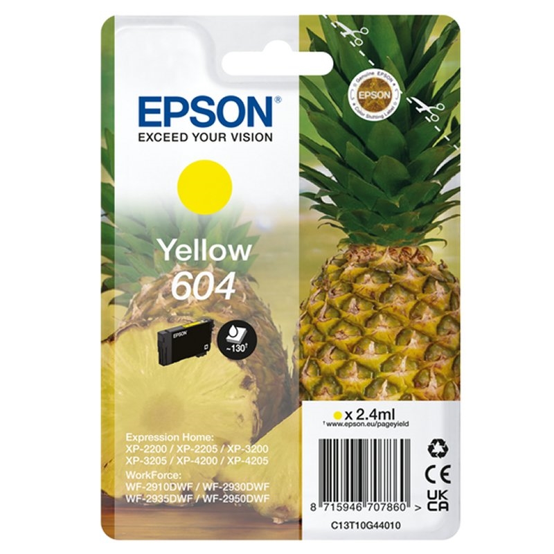 EPSON - Cartucho Amarillo 604 XP-2200, WF-2910DWF Piña (Ref.C13T10G44010)
