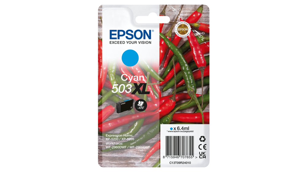 EPSON - Cartucho Cian 503XL WF-2960dwf,WF-2965dwf, XP-5205 Pimiento (Ref.C13T09R24010)
