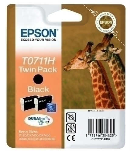 EPSON - CARTUCHO INKJET STYLUS D120/DX7400/7450/8400/8450/9400F OFFICE BX300F/BX600F B1100 NEGRO PACK 2 (Ref.T07114H)