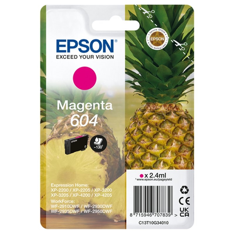 EPSON - Cartucho Magenta 604 XP-2200, WF-2910DWF Piña (Ref.C13T10G34010)