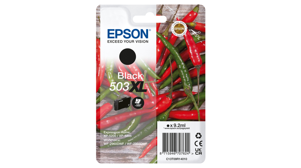EPSON - Cartucho Negro 503XL WF-2960dwf,WF-2965dwf, XP-5205 Pimiento (Ref.C13T09R14010)