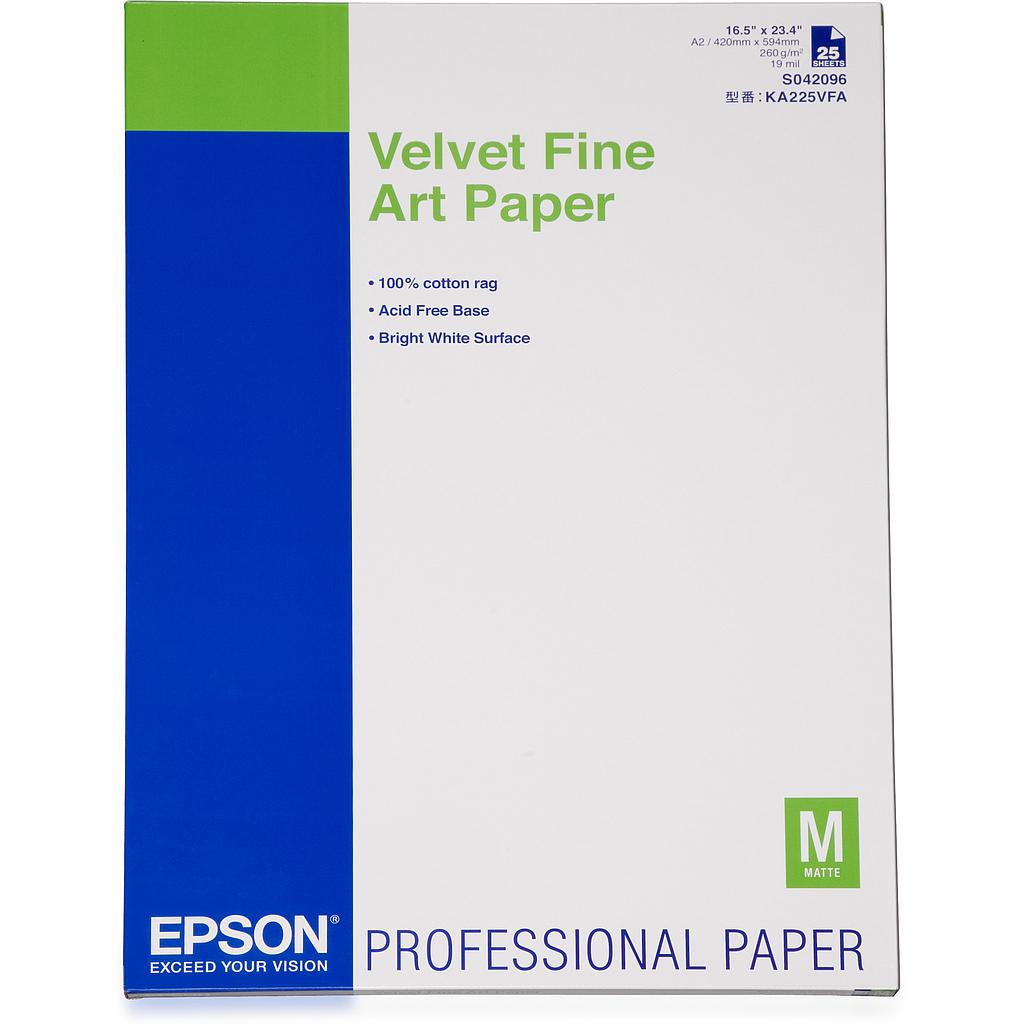 EPSON - GF PAPEL VELVET FINE ART. A2, 25H, 260G/M2 (Ref.C13S042096)