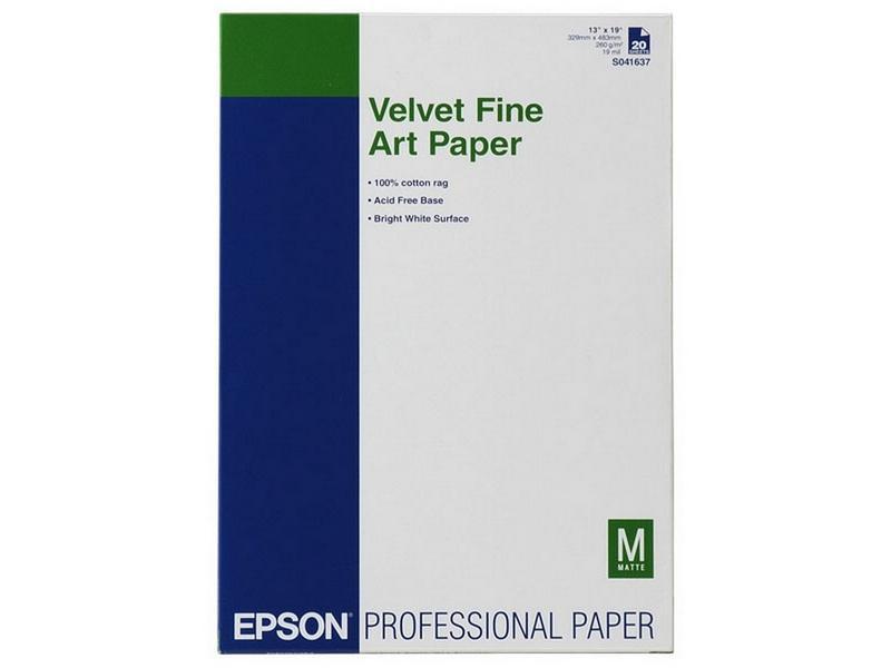 EPSON - GF PAPEL VELVET FINE ART. A3+, 20 H, 260G. (Ref.C13S041637)