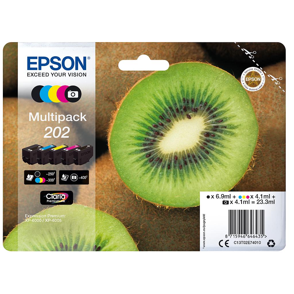 EPSON - Multipack 5-colours 202 Claria Premium Ink con RF (Ref.C13T02E74020)