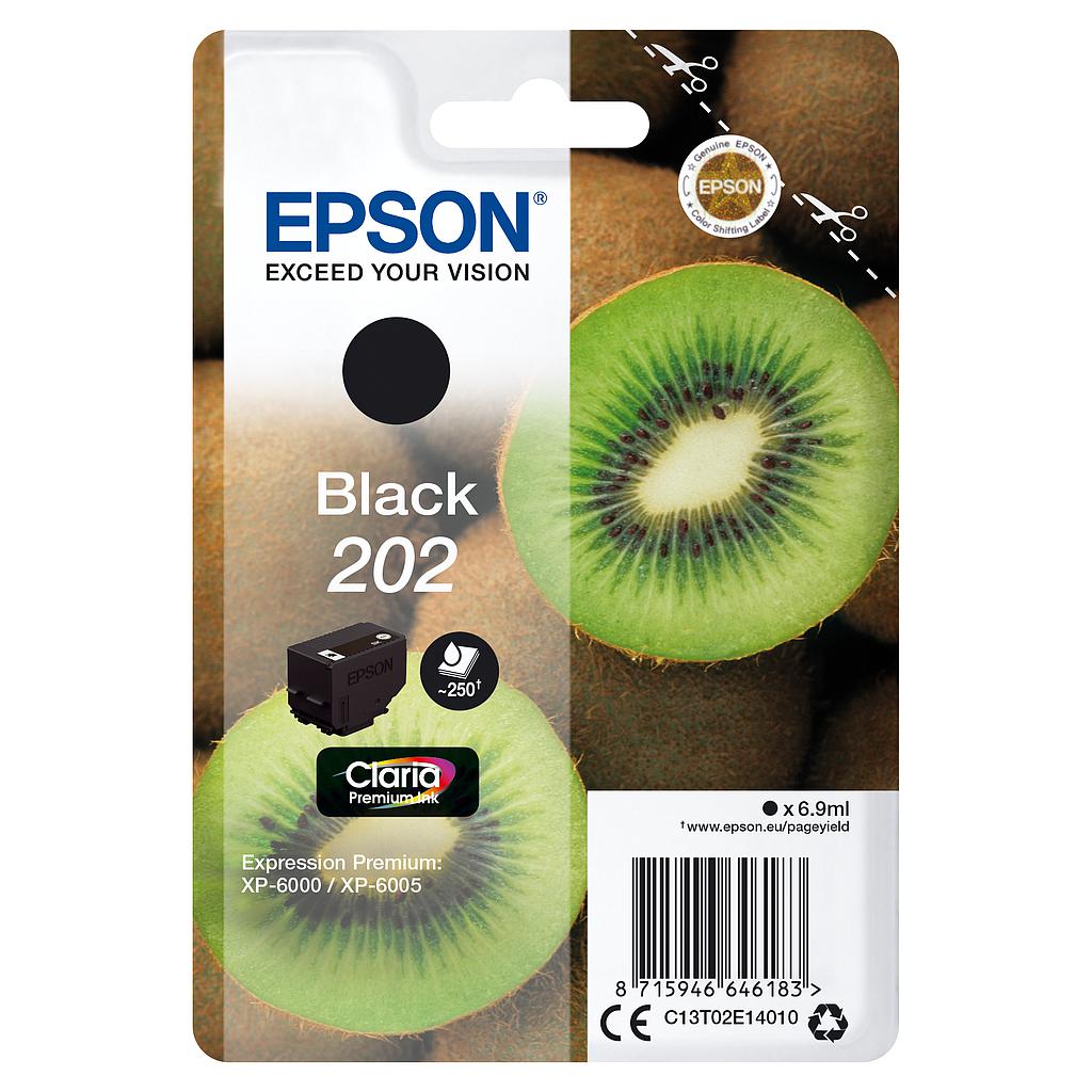 EPSON - Singlepack Negro 202 Claria Premium Ink con RF (Ref.C13T02E14020)