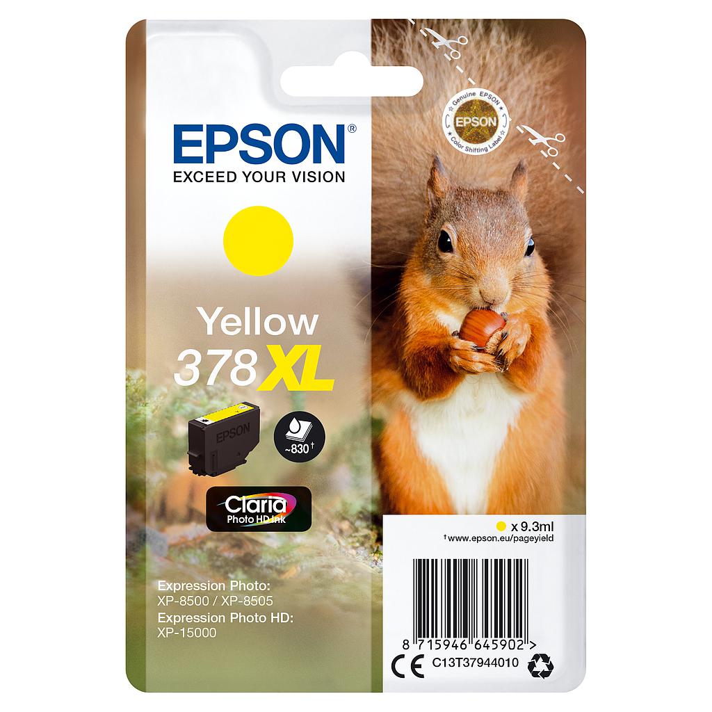 EPSON - Singlepack Yellow 378XL Claria Photo HD Ink con RF (Ref.C13T37944020)