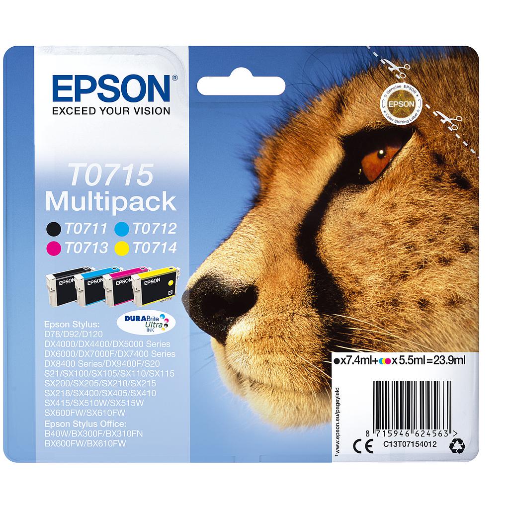 EPSON - Stylus D-78/92/120 DX-4000/5000/6000/7000F Pack(T0711+T0712+T0713+T0714)(Radiofreciencia) (Ref.C13T07154022)
