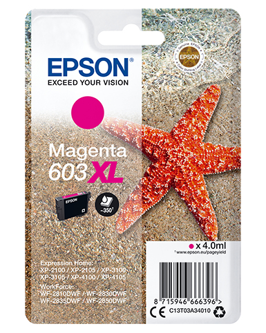 EPSON - tinta Magenta XL Estrella de mar 1 tinta 603XL RF / AM Single (Ref.C13T03A34020)