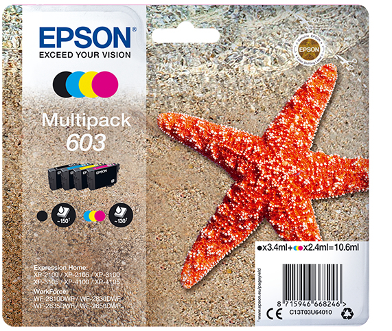 EPSON - tinta MultiPack Std Estrella de mar 4 tintas 603 RF / AM Multi (Ref.C13T03U64020)